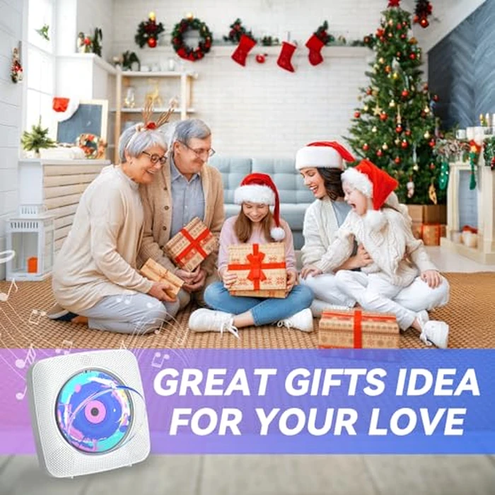 CD Player Portable Bluetooth Rechargeable: CD Players for Home with 1800mAh Kegaudio Desktop Wall CD Player with Speakers Music Player CD Boombox FM Radio USB Remote Control by Kegaudio - Image 8