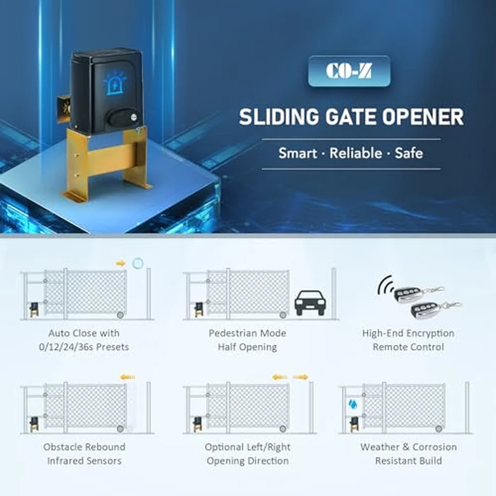 CO-Z APP Smart Automatic Sliding Gate Opener, 280W Electric Gate Opener for Doors up to 1400lb 40ft, Driveway Home Garden Gate Opening System, Gate Complete Kit with Remote Control & IR Sensor by CO-Z - Image 4