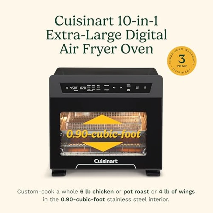 Cuisinart Toaster Oven Air Fryer with Air Fry, Toast, Bake, Broil, Roast and Warm Options, 4 Presets, 150 to 450 degreesF, Large Capacity, Black (TOA-110C) by Cuisinart - Image 2