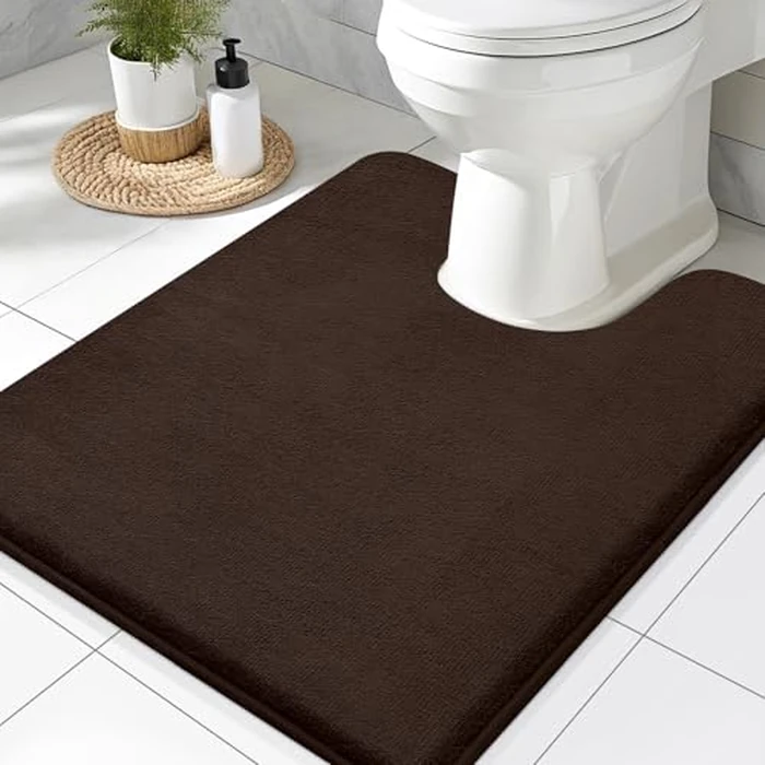 Smiry Memory Foam Toilet Rugs U-Shaped 24x20, Extra Soft Absorbent Non-Slip Contour Bathroom Rugs, Machine Washable Bath Mats for Toilet, Brown by Smiry - Used - Like New condition - US$15.02