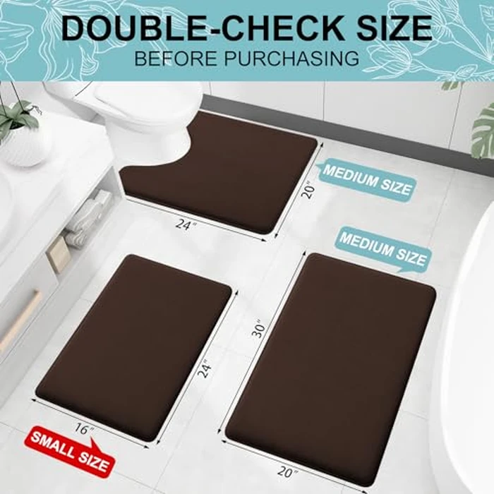 Smiry Memory Foam Toilet Rugs U-Shaped 24x20, Extra Soft Absorbent Non-Slip Contour Bathroom Rugs, Machine Washable Bath Mats for Toilet, Brown by Smiry - Image 2