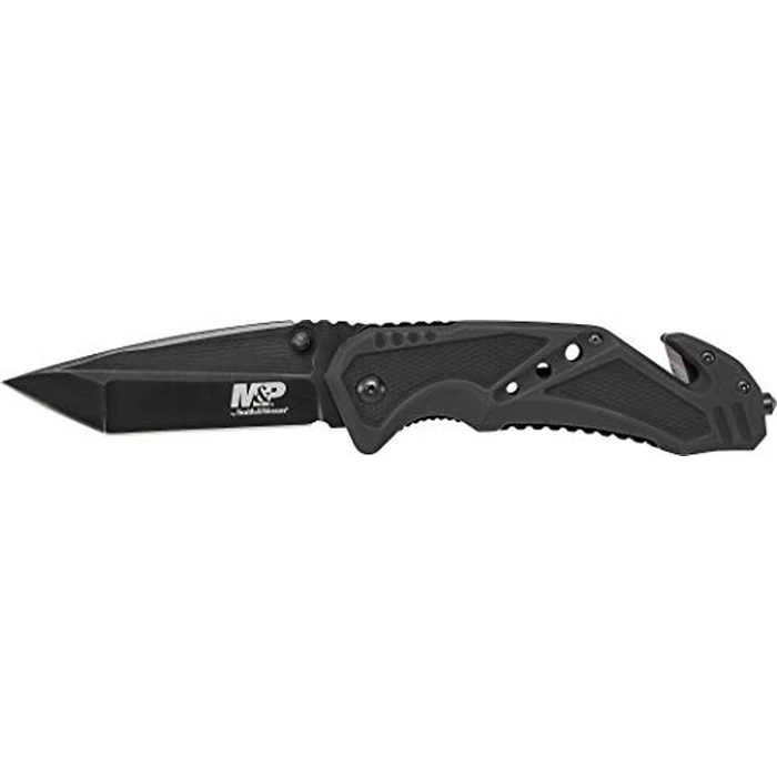 Smith & Wesson M&P SWMP11B 8.9in High Carbon S.S. Folding Knife with 3.8in Tanto Point Blade and Aluminum Handle for Outdoor, Tactical, Survival and EDC, One Size, Black by Smith & Wesson - Image 1
