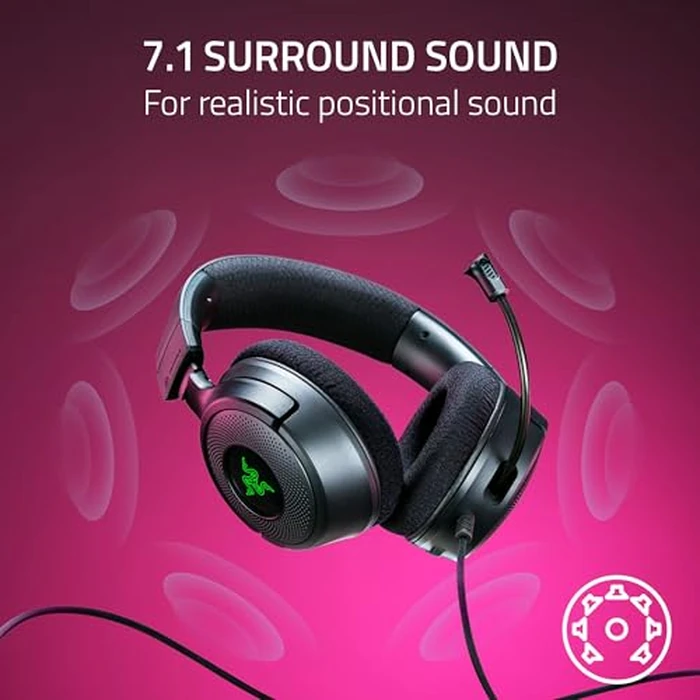 Razer Kraken V4 X Wired Gaming Headset: 40 mm Drivers - Cardioid Mic - Memory Foam Cushions - Chroma RGB Lighting - Type C & Type A Cable - for PC, Mac, PS5, Nintendo Switch, Steam Deck, Smartphone by Razer - Image 4