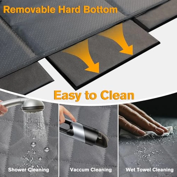 PETICON Back Seat Extender for Dogs, Hard Bottom Dog Car Seat Cover - Supports 400lbs, Rear Seat Pet Cover with Mesh Window, Waterproof Dog Hammock for Car SUV by PETICON - Image 9