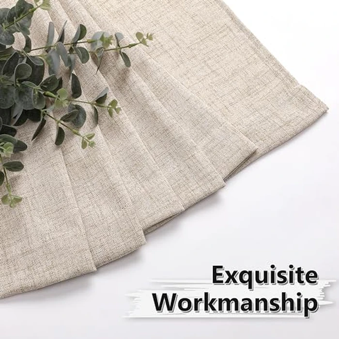 Tollpiz Short Linen Tier Curtains Rod Pocket Semi Sheer Half Kitchen Curtain Burlap Light Filtering Thick Linen Drapes for Bathroom, 30 x 24 inches Long, Natural, Set of 2 Panels by Tollpiz - Image 7