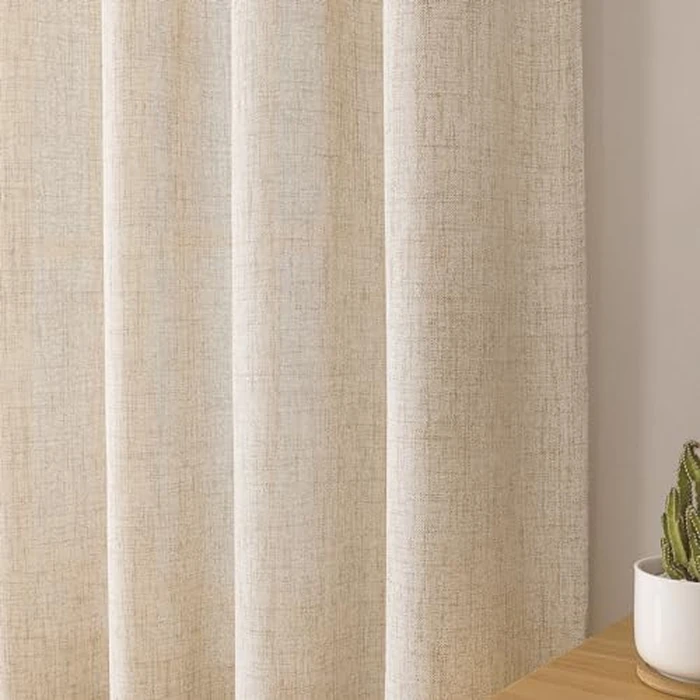 Tollpiz Short Linen Tier Curtains Rod Pocket Semi Sheer Half Kitchen Curtain Burlap Light Filtering Thick Linen Drapes for Bathroom, 30 x 24 inches Long, Natural, Set of 2 Panels by Tollpiz - Image 8