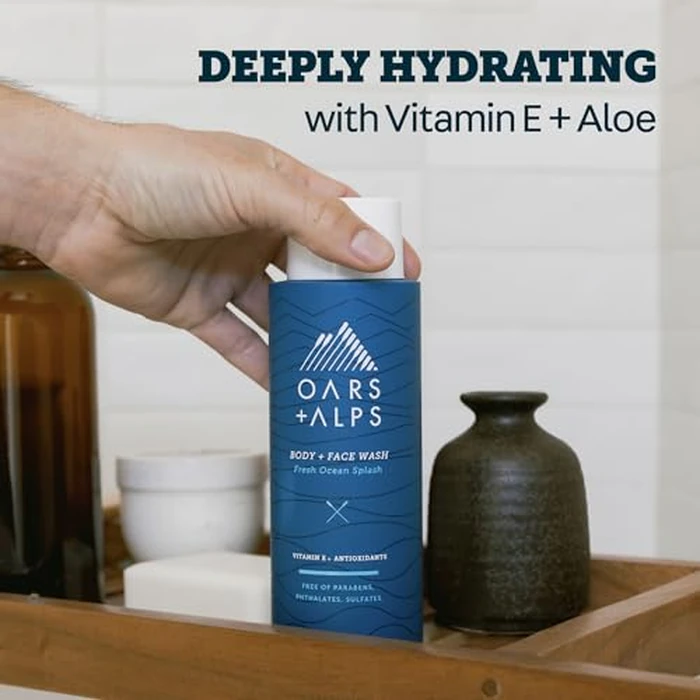 Oars + Alps Body Wash for Men, Mens Body Wash & Face Cleanser with Vitamin E & Antioxidants, Moisturizing, Paraben & Sulfate Free Cleanser, Fresh Ocean Splash, 2pk by Oars + Alps - Image 3