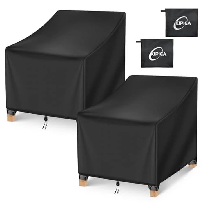 Kipiea Patio Chair Covers Waterproof Winter 2 Pack - Heavy Duty Lawn Outdoor Furniture Chair Covers with Anti UV and No Tears, No Fading (35" W x 38" D x 31" H) by Kipiea - Image 1