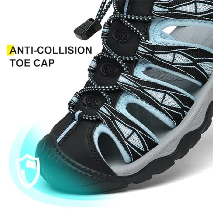 Dannto Women's Sport Hiking Sandals Closed Toe Outdoor Athletic Walking Sandal Lightweight Summer Water Shoes Black Blue Size 7 by Dannto - Image 6