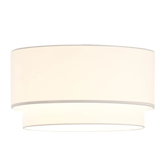 Artiva USA 16.5"X16.5" X 8"H Large Premium Double Drum Linen Shade - Off White, Fully Assemble, Fit Most Arched/Arc Floor Lamp by Artiva USA - Image 1