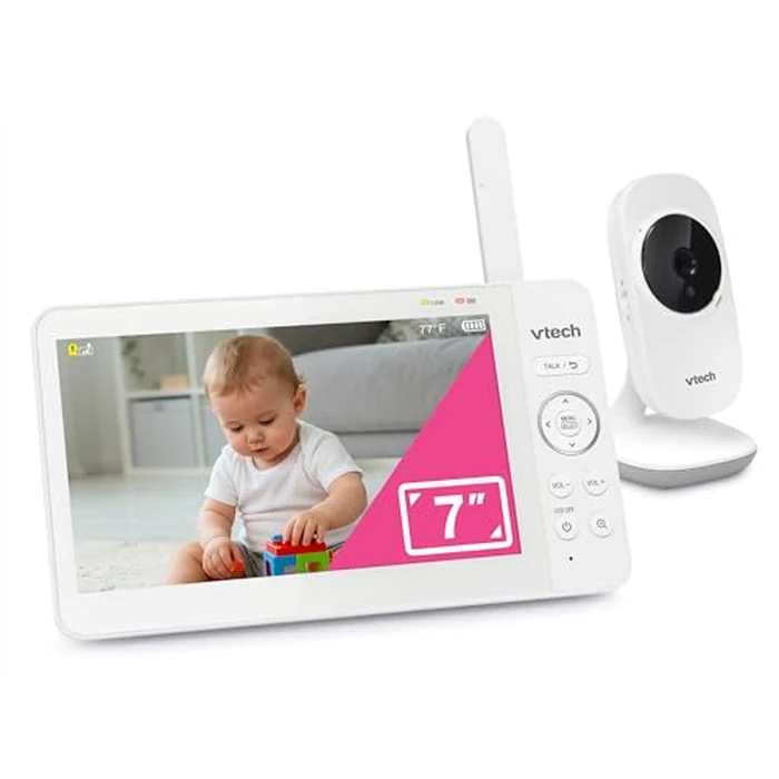 VTech 819 Max 7" Non-WiFi Video Baby Monitor - Large Color LCD Screen, Long Battery Life, Night Vision, Temperature Sensor, Lullabies - Secure & Hack-Proof by VTech - Used - Acceptable condition