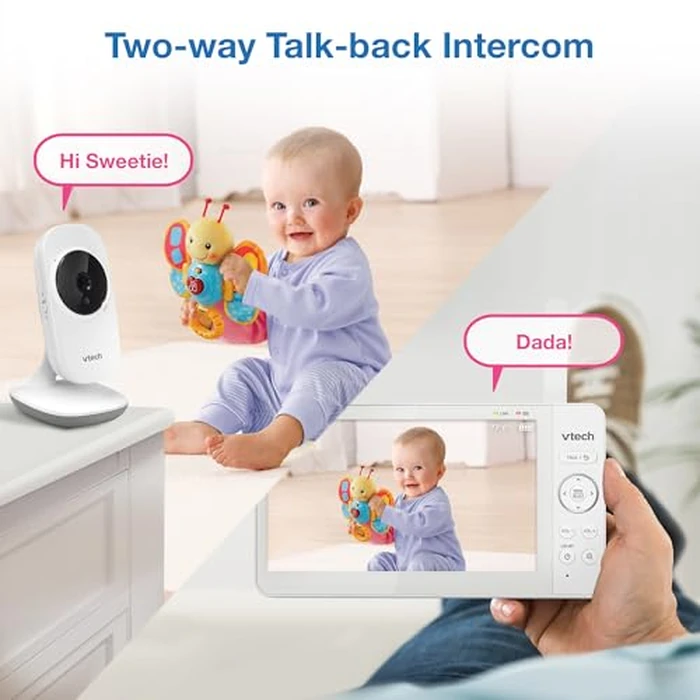 VTech 819 Max 7" Non-WiFi Video Baby Monitor - Large Color LCD Screen, Long Battery Life, Night Vision, Temperature Sensor, Lullabies - Secure & Hack-Proof by VTech - Image 5
