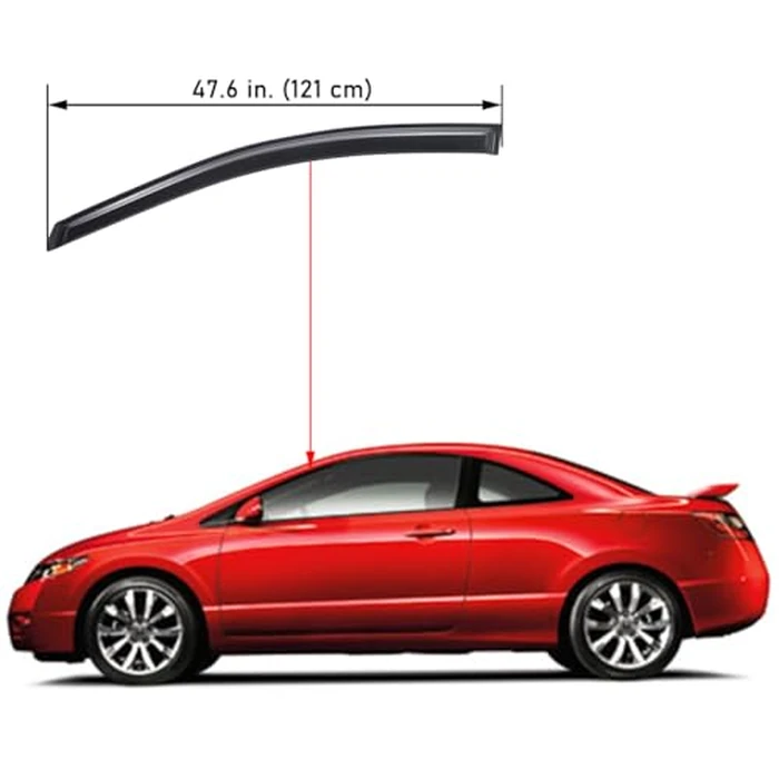 Lightronic Extra Durable Outside-Mount Auto Vent Window Visor, Fits 2006-2011 Honda Civic Coupe (2-Doors), UV Protection Rain Guard, Original Wind Deflector, No-Drill Easy Install, Dark Smoke, 2-Pcs by Lightronic - Image 2