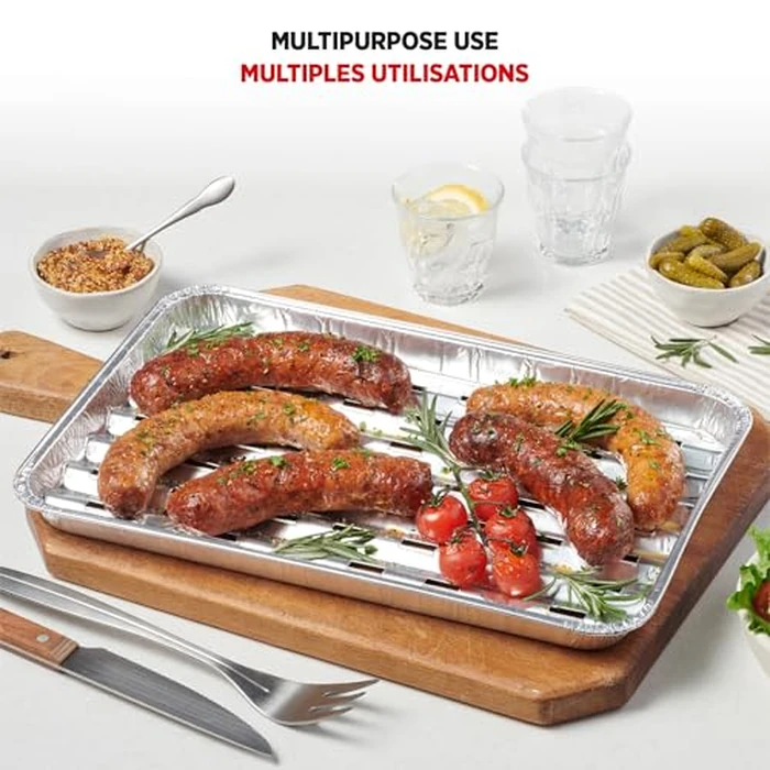 Starfrit 30-Pack Aluminum Grilling Trays, 13.5” x 9” (34 cm x 23 cm), Perfect for BBQ, Recyclable, Disposable by Starfrit - Image 4