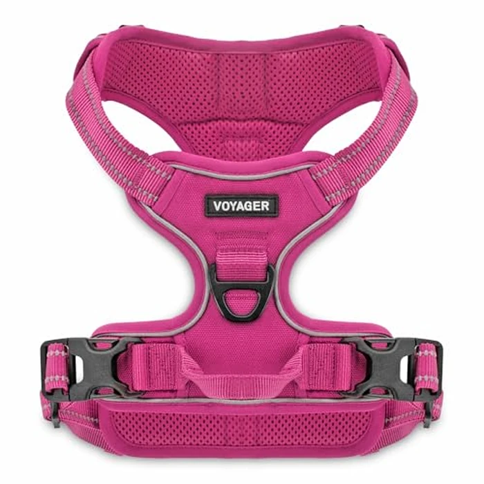 Best Pet Supplies Voyager Dog Harness Dual Leash Attachment No-Pull Control Adjustable Soft but Strong Pet Harness for Medium and Large Dogs with 3M Reflective Technology - Fuchsia, L (Chest: 25 - 30"), 211-FU-L by Best Pet Supplies - Image 1