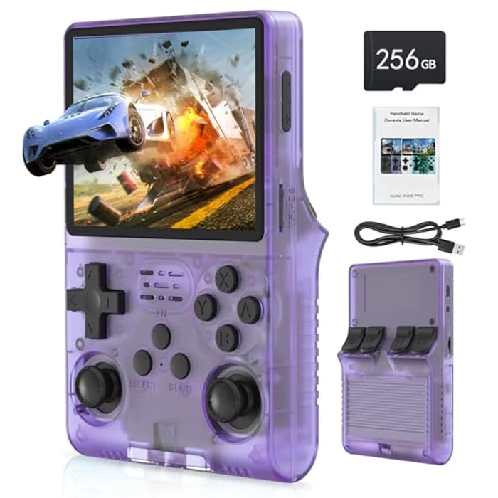FVBADE 【30000 in 1】 R40S PRO Handheld Game Console 3.5 inch IPS Screen Mini Retro Console 3800mAh Portable Pocket Arcade 12+ Mainstream Emulator 256G TF Card Transparent by FVBADE - Used - Like New condition - US$45.79
