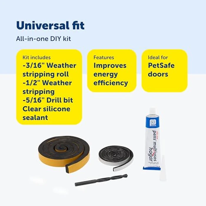 PetSafe Pet Door Installation Kit - Improves Energy Efficiency & Weather Resistance - Includes Clear Silicone Sealant - Drill Bit - Dual Size Weatherstripping by PetSafe - Image 5