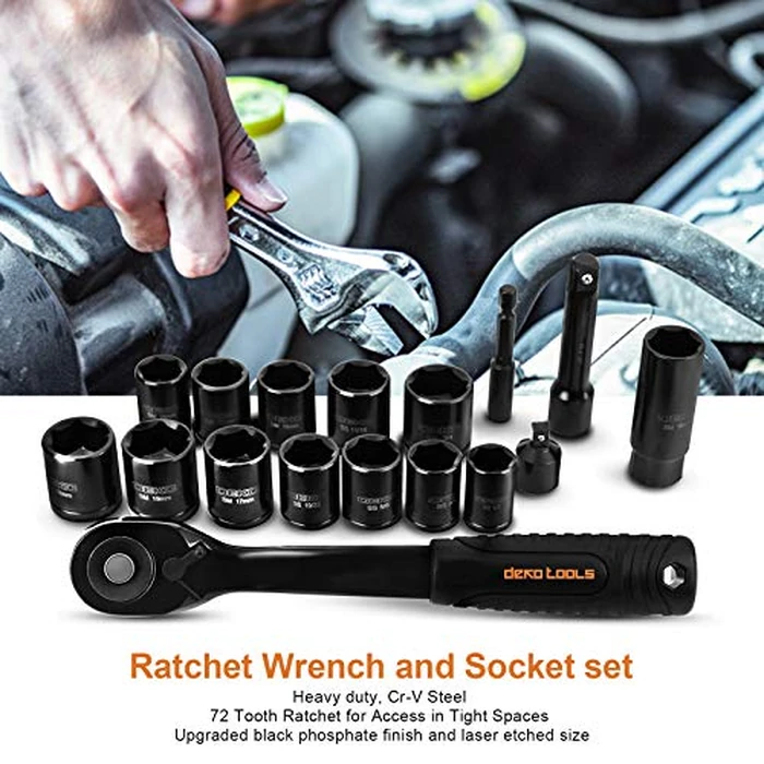 DEKOPRO 218-Piece General Household Hand Tool kit, Professional Auto Repair Tool Set for Homeowner, General Household Hand Tool Set with Plier, Screwdriver Set, Socket Set, with Portable Storage Case by DEKOPRO - Image 8