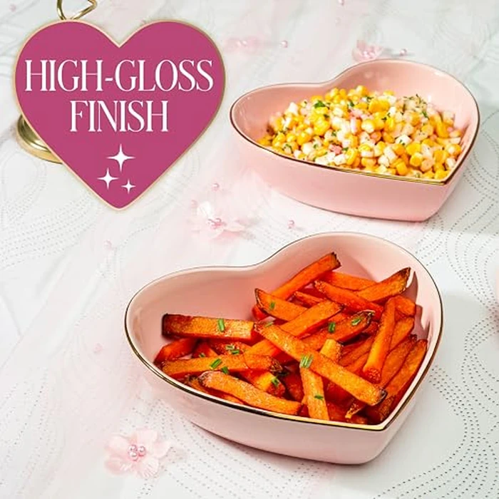 Paris Hilton 2-Piece Heart Dish Set, Ceramic Stoneware Serving Bowls for Entertaining, Snacks, Desserts & Décor, 8-Inch, Pink by Paris Hilton - Image 2