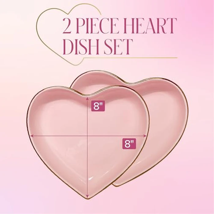 Paris Hilton 2-Piece Heart Dish Set, Ceramic Stoneware Serving Bowls for Entertaining, Snacks, Desserts & Décor, 8-Inch, Pink by Paris Hilton - Image 6