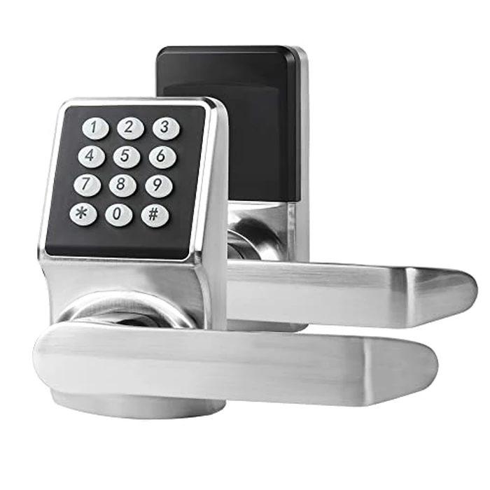 Cielsa Dawn Electronic Door Lock with Door Handle,Keypad Door Lock with Handle,Smart Locks for Front Door Keyless Entry Digital Knob with Code-Fob-Key(Brushed Nickel,1pack) by Cielsa Dawn - Used - Like New condition