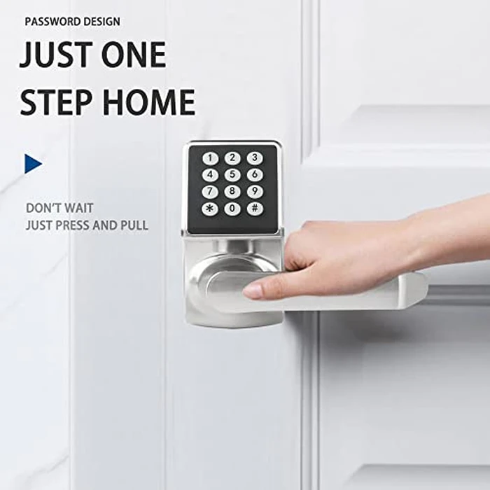 Cielsa Dawn Electronic Door Lock with Door Handle,Keypad Door Lock with Handle,Smart Locks for Front Door Keyless Entry Digital Knob with Code-Fob-Key(Brushed Nickel,1pack) by Cielsa Dawn - Image 2