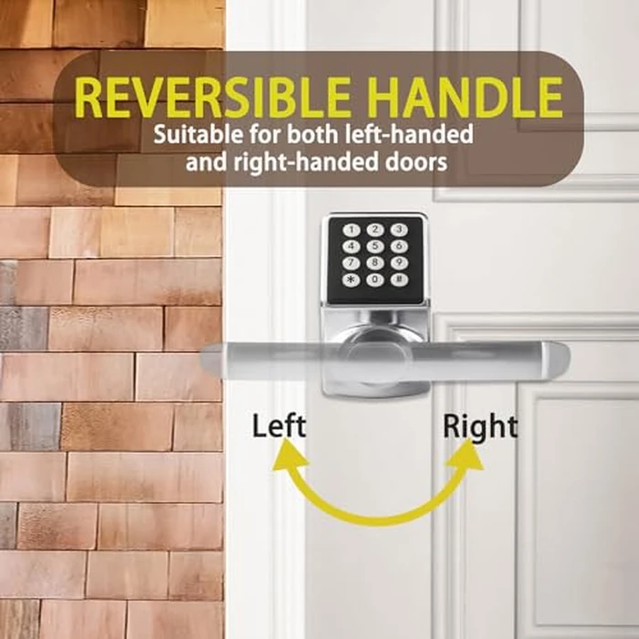 Cielsa Dawn Electronic Door Lock with Door Handle,Keypad Door Lock with Handle,Smart Locks for Front Door Keyless Entry Digital Knob with Code-Fob-Key(Brushed Nickel,1pack) by Cielsa Dawn - Image 3