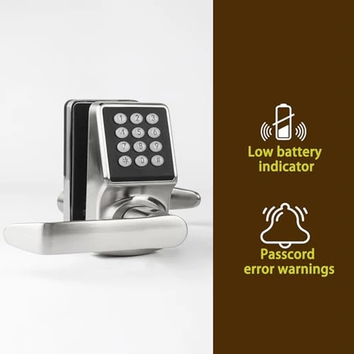 Cielsa Dawn Electronic Door Lock with Door Handle,Keypad Door Lock with Handle,Smart Locks for Front Door Keyless Entry Digital Knob with Code-Fob-Key(Brushed Nickel,1pack) by Cielsa Dawn - Image 4