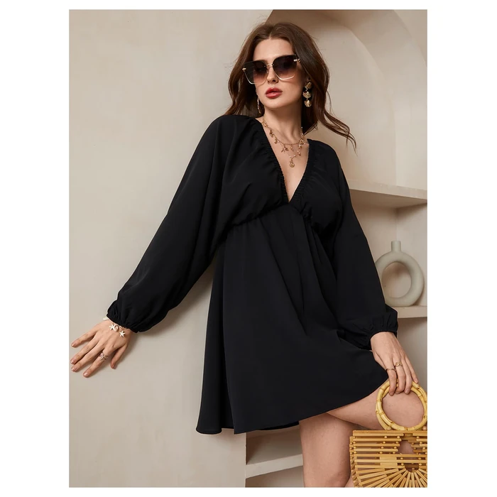 MakeMeChic Women's Deep V Neck Mini Dress Summer Beach Vacation Backless Dresses Casual Sundress Black X-Small by MakeMeChic - Image 4