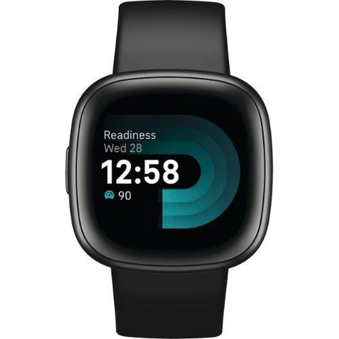 Fitbit Versa 4 Health and Fitness Smartwatch - 40mm - Platinum Aluminum Case with Black Elastomer Classic Band by Fitbit - Refurbished - Excellent condition - US$161.49