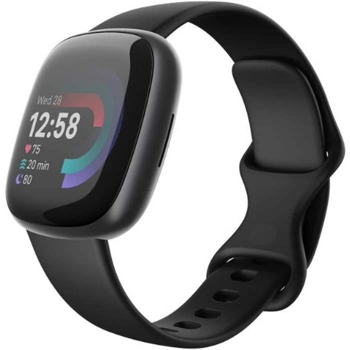 Fitbit Versa 4 Health and Fitness Smartwatch - 40mm - Platinum Aluminum Case with Black Elastomer Classic Band by Fitbit - Image 5
