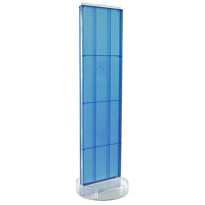 Azar Displays 700780-BLU, TWO-SIDED PEGBOARD FLOOR DISPLAY W/C-CHANNEL SIDES ON REVOLVING ROUND STUDIO BASE. PANEL SIZE: 16"W X 60"H, Blue by Azar Displays - Used - Very Good condition - US$102.24