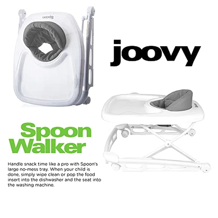 Joovy Spoon Baby Walker & Activity Center Featuring Three Adjustable Heights, Extra-Large Tray, and 30 lb Weight Capacity - JPMA Safety Certified, Charcoal by Joovy - Image 3