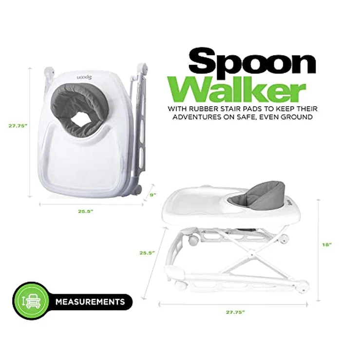 Joovy Spoon Baby Walker & Activity Center Featuring Three Adjustable Heights, Extra-Large Tray, and 30 lb Weight Capacity - JPMA Safety Certified, Charcoal by Joovy - Image 6