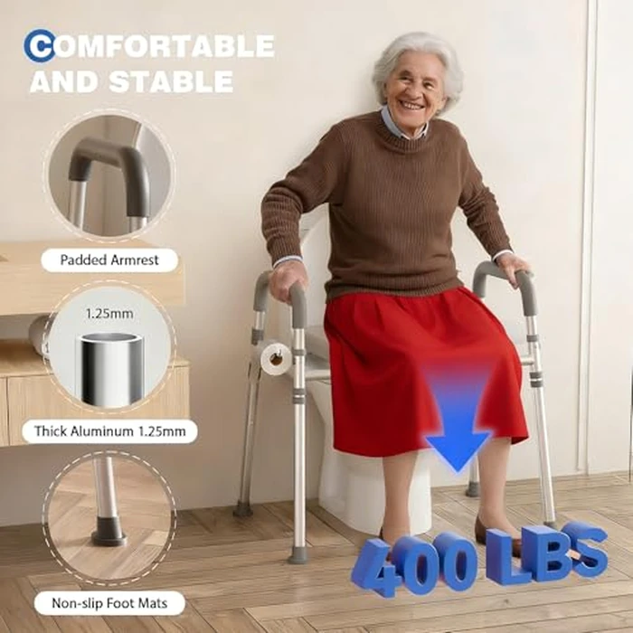 Loyoda Toilet Seat Riser with Handles,Raised Toilet Seat for Seniors with Adjustable Height & Width, 400 lb Capacity Handicap Elevated Toilet Seat for Elderly, Pregnant, Fit Any Toilet by Loyoda - Image 5