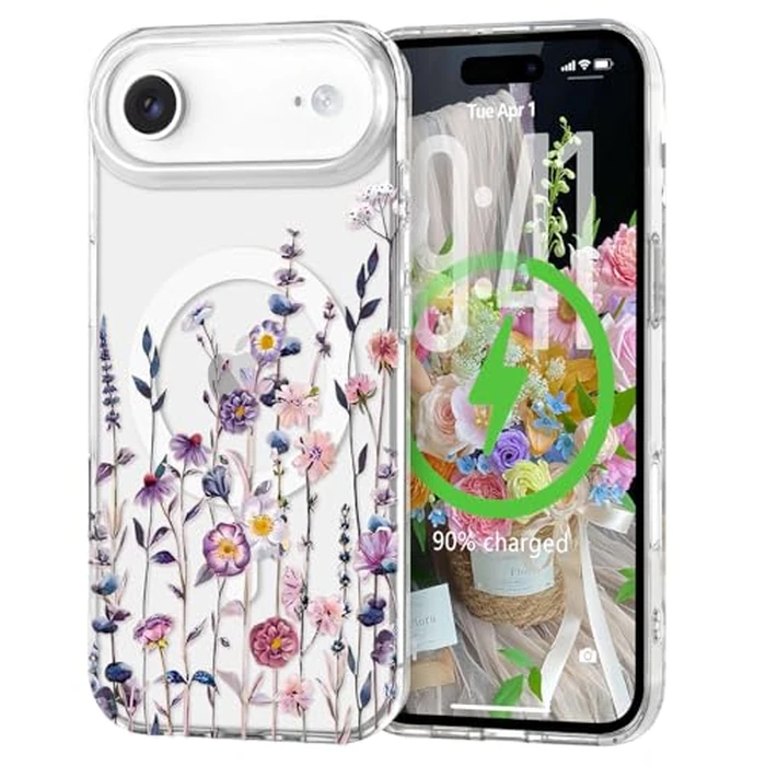 L-FADNUT for iPhone Air Case [Compatible with Magsafe], Cute Flower Girls Women Clear Cover Silicone Shockproof Protective Cover Pretty Floral Pattern for iPhone 17 Air 6.5 Inch,Muticolor by L-FADNUT - Used - Acceptable condition - CA$4.59