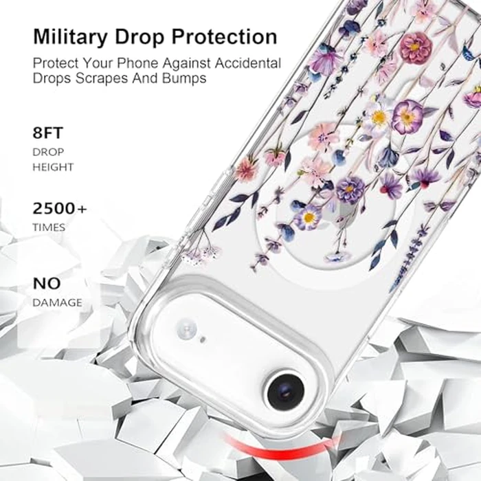 L-FADNUT for iPhone Air Case [Compatible with Magsafe], Cute Flower Girls Women Clear Cover Silicone Shockproof Protective Cover Pretty Floral Pattern for iPhone 17 Air 6.5 Inch,Muticolor by L-FADNUT - Image 2