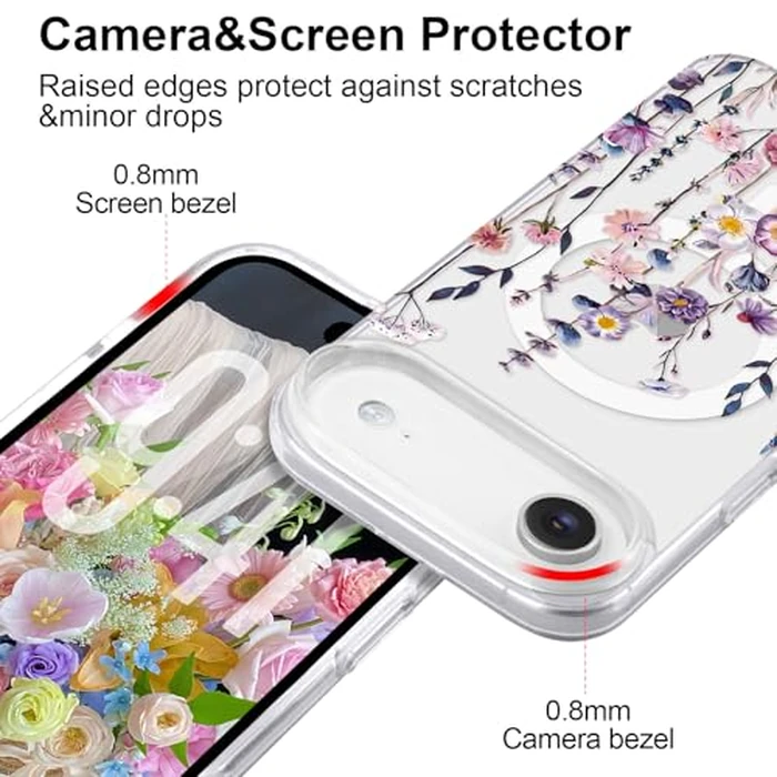 L-FADNUT for iPhone Air Case [Compatible with Magsafe], Cute Flower Girls Women Clear Cover Silicone Shockproof Protective Cover Pretty Floral Pattern for iPhone 17 Air 6.5 Inch,Muticolor by L-FADNUT - Image 4