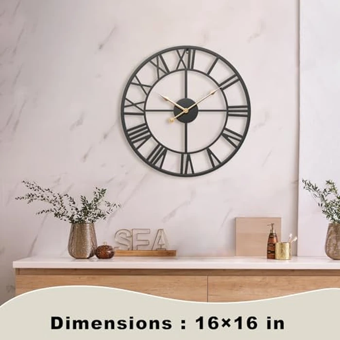 Wall Clocks for Home Decor, Large Wall Clock Oversized with Roman Numeral Style,European Industrial Vintage Rustic Metal Wall Clock for Home, Living Room, Kitchen,Office Decoration by MuZi famlily - Image 2