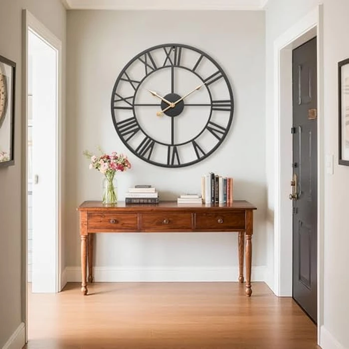 Wall Clocks for Home Decor, Large Wall Clock Oversized with Roman Numeral Style,European Industrial Vintage Rustic Metal Wall Clock for Home, Living Room, Kitchen,Office Decoration by MuZi famlily - Image 6