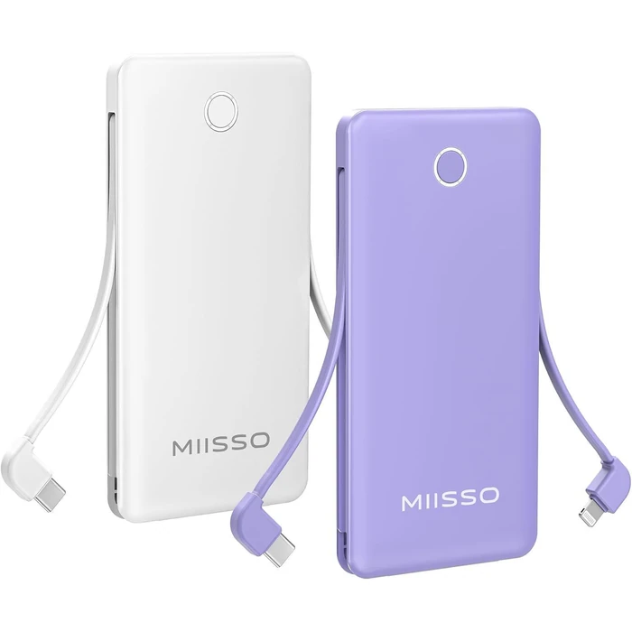 Miisso 10K95 10000mah Power Bank (2-Pack) - Purple & White by Miisso - Refurbished - Premium condition
