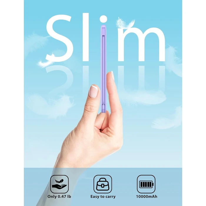 Miisso 10K95 10000mah Power Bank (2-Pack) - Purple & White by Miisso - Image 2