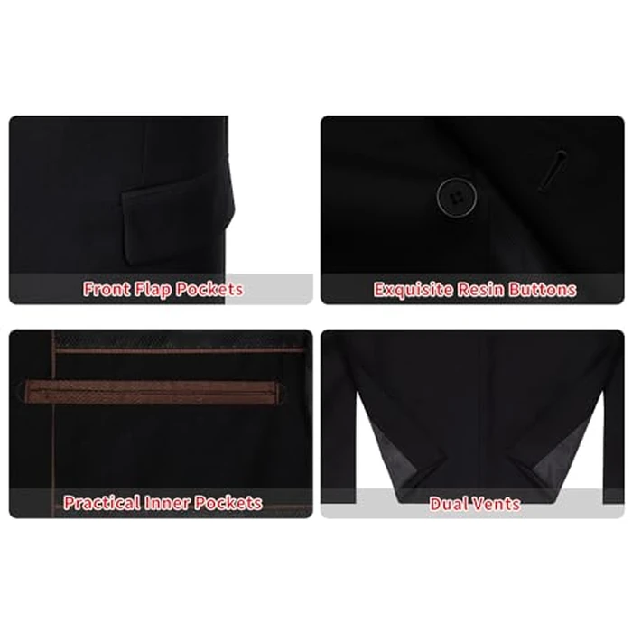 P&L Men's Premium Classic Fit Suit Separates Regular and Big & Tall Dress Pants and Jacket Black by P&L - Image 2