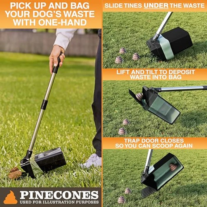 Neater Pet Brands Lift N’ Bag 2.0 Dog Pooper Scooper with Bag Attachment & 22" Pole for Small to Large Dogs, New & Improved Design, 15 Refill Bags, Heavy Duty Dog Poop Scooper for Yard, One-Hand Use by Neater Pet Brands - Image 3