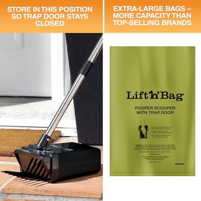 Neater Pet Brands Lift N’ Bag 2.0 Dog Pooper Scooper with Bag Attachment & 22" Pole for Small to Large Dogs, New & Improved Design, 15 Refill Bags, Heavy Duty Dog Poop Scooper for Yard, One-Hand Use by Neater Pet Brands - Image 8