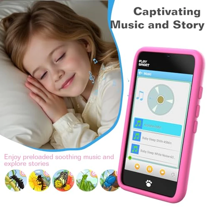 MOMILLA Toys Kids Smart Phone for Girls, 3.97" Cell Phone with Dual Cameras, Stickers & Frames, 200+ Games, 16GB Storage, Educational Mini Toddler Play Toy, Birthday Gift for Kids Age 3-10 by MOMILLA - Image 5