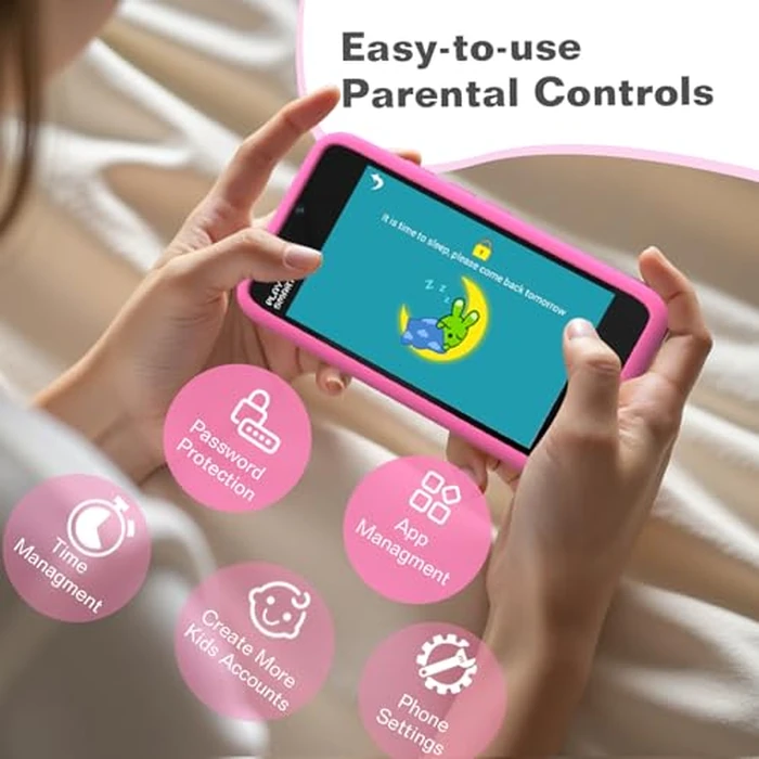 MOMILLA Toys Kids Smart Phone for Girls, 3.97" Cell Phone with Dual Cameras, Stickers & Frames, 200+ Games, 16GB Storage, Educational Mini Toddler Play Toy, Birthday Gift for Kids Age 3-10 by MOMILLA - Image 7