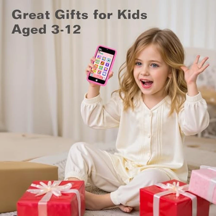 MOMILLA Toys Kids Smart Phone for Girls, 3.97" Cell Phone with Dual Cameras, Stickers & Frames, 200+ Games, 16GB Storage, Educational Mini Toddler Play Toy, Birthday Gift for Kids Age 3-10 by MOMILLA - Image 8