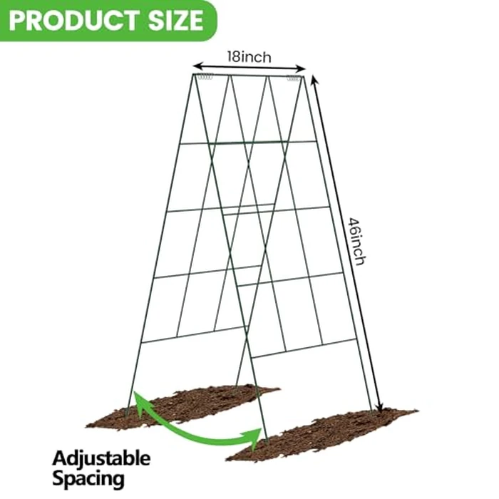 Toriexon Foldable Cucumber Trellis 2 Pack, 46" L X 18" W A-Frame Garden Trellis, Steel Climbing Plants Support Raised Bed Trellis with Twist Ties & Plant Bags for Climbing Plants Outdoor by Toriexon - Image 3