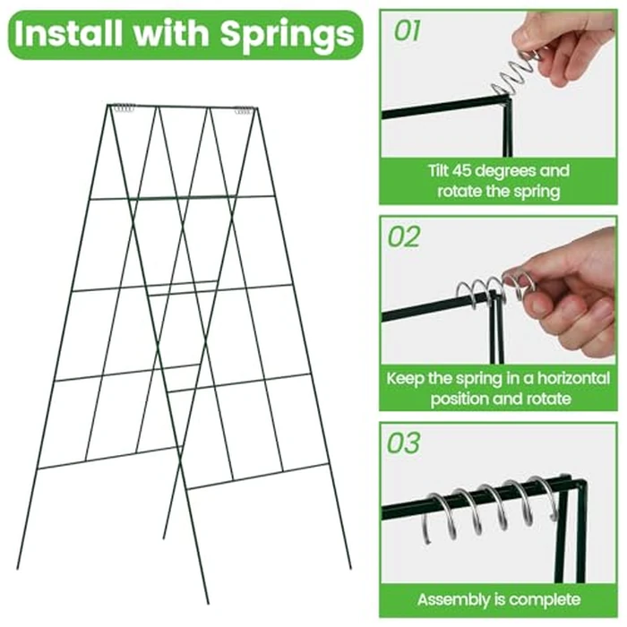 Toriexon Foldable Cucumber Trellis 2 Pack, 46" L X 18" W A-Frame Garden Trellis, Steel Climbing Plants Support Raised Bed Trellis with Twist Ties & Plant Bags for Climbing Plants Outdoor by Toriexon - Image 5